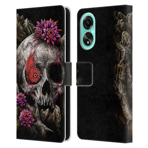 Sarah Richter Skulls Butterfly And Flowers Leather Book Wallet Case Cover For OPPO A78 5G
