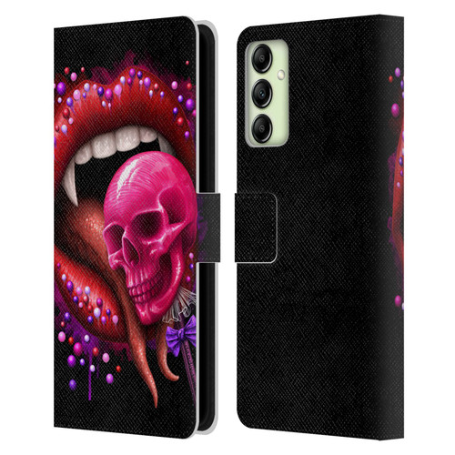 Sarah Richter Skulls Red Vampire Candy Lips Leather Book Wallet Case Cover For Samsung Galaxy A14 5G