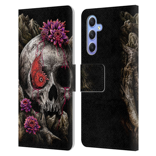 Sarah Richter Skulls Butterfly And Flowers Leather Book Wallet Case Cover For Samsung Galaxy A34 5G