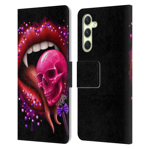 Sarah Richter Skulls Red Vampire Candy Lips Leather Book Wallet Case Cover For Samsung Galaxy A54 5G