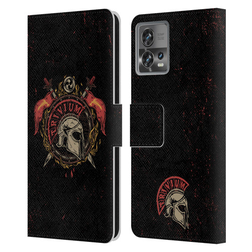 Trivium Graphics Knight Helmet Leather Book Wallet Case Cover For Motorola Moto Edge 30 Fusion