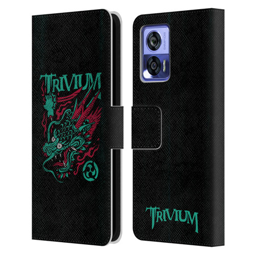 Trivium Graphics Screaming Dragon Leather Book Wallet Case Cover For Motorola Edge 30 Neo 5G