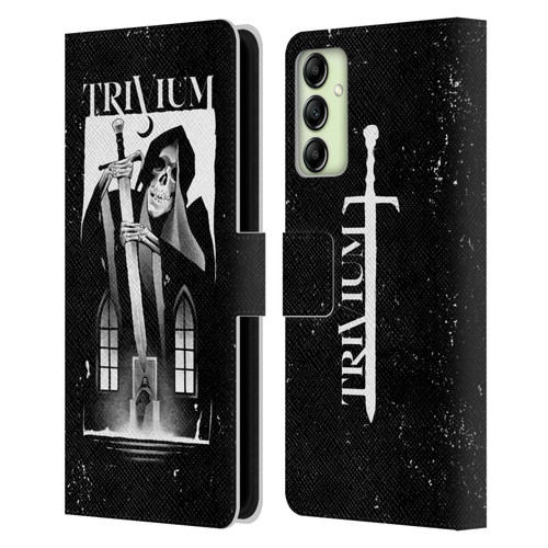 Trivium Graphics Skeleton Sword Leather Book Wallet Case Cover For Samsung Galaxy A14 5G