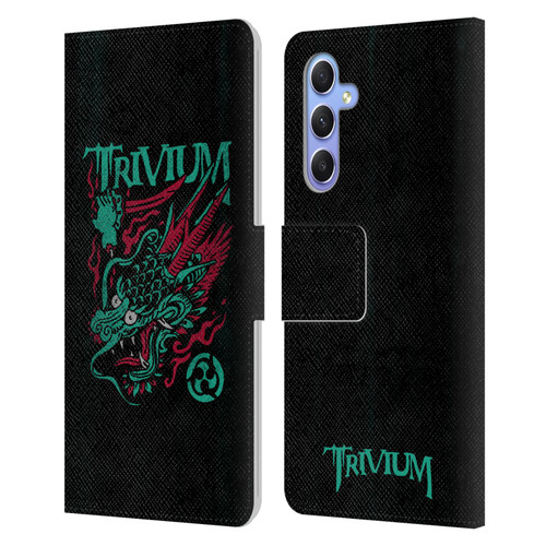 Trivium Graphics Screaming Dragon Leather Book Wallet Case Cover For Samsung Galaxy A34 5G