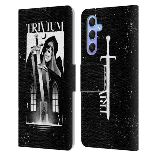 Trivium Graphics Skeleton Sword Leather Book Wallet Case Cover For Samsung Galaxy A34 5G