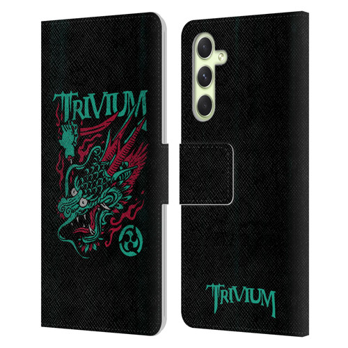 Trivium Graphics Screaming Dragon Leather Book Wallet Case Cover For Samsung Galaxy A54 5G