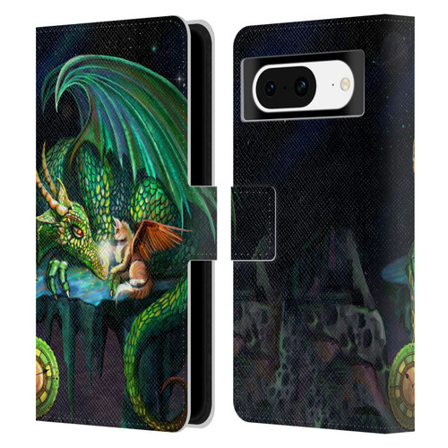 Rose Khan Dragons Green Time Leather Book Wallet Case Cover For Google Pixel 8