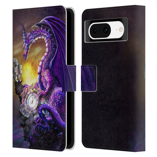 Rose Khan Dragons Purple Time Leather Book Wallet Case Cover For Google Pixel 8