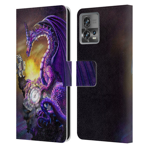 Rose Khan Dragons Purple Time Leather Book Wallet Case Cover For Motorola Moto Edge 30 Fusion