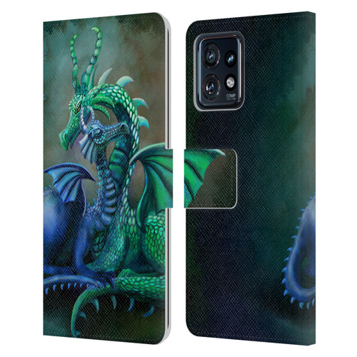 Rose Khan Dragons Green And Blue Leather Book Wallet Case Cover For Motorola Moto Edge 40 Pro