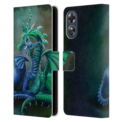 Rose Khan Dragons Green And Blue Leather Book Wallet Case Cover For OPPO A17