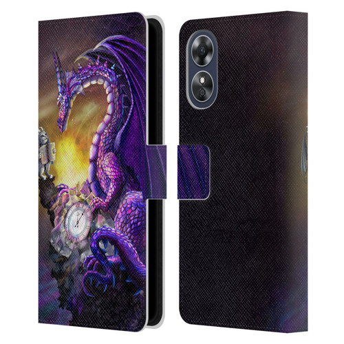 Rose Khan Dragons Purple Time Leather Book Wallet Case Cover For OPPO A17