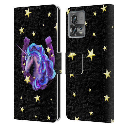 Rose Khan Unicorn Horseshoe Stars Leather Book Wallet Case Cover For Motorola Moto Edge 30 Fusion
