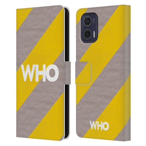 The Who 2019 Album Yellow Diagonal Stripes Leather Book Wallet Case Cover For Motorola Moto G73 5G