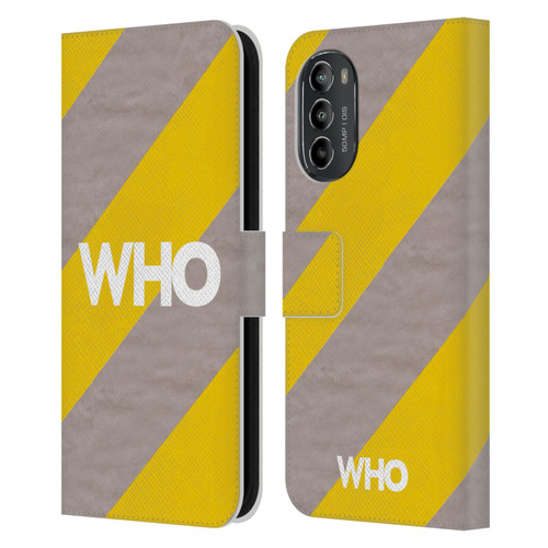 The Who 2019 Album Yellow Diagonal Stripes Leather Book Wallet Case Cover For Motorola Moto G82 5G