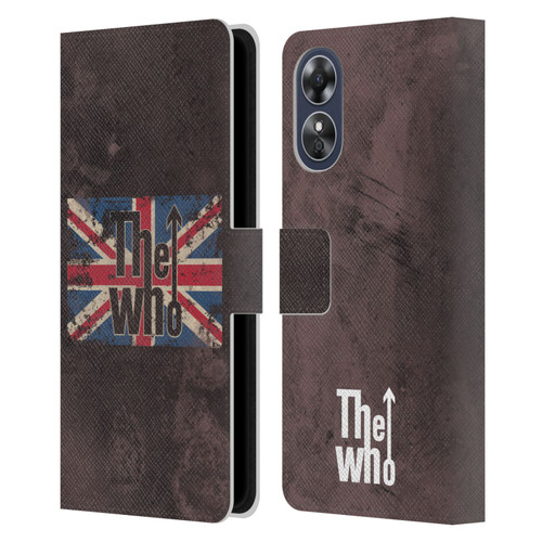 The Who Band Art Union Jack Distressed Look Leather Book Wallet Case Cover For OPPO A17