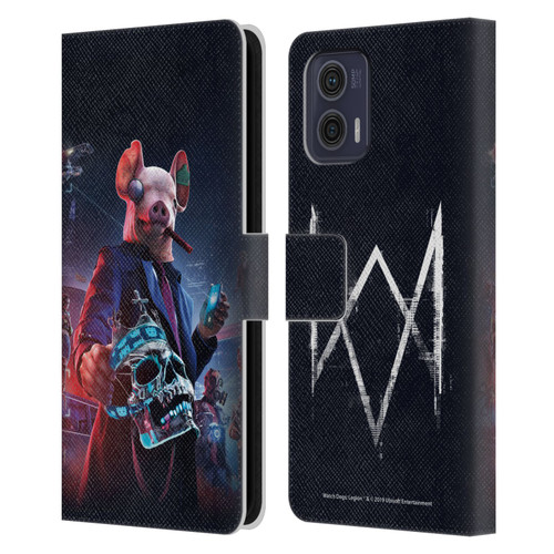 Watch Dogs Legion Artworks Winston Skull Leather Book Wallet Case Cover For Motorola Moto G73 5G