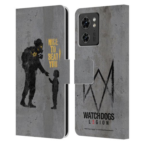 Watch Dogs Legion Street Art Nice To Beat You Leather Book Wallet Case Cover For Motorola Moto Edge 40