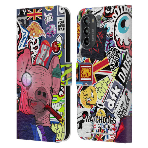 Watch Dogs Legion Street Art Winston Stickerbomb Leather Book Wallet Case Cover For Motorola Moto G82 5G