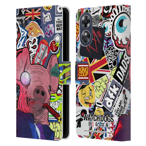 Watch Dogs Legion Street Art Winston Stickerbomb Leather Book Wallet Case Cover For OPPO A17