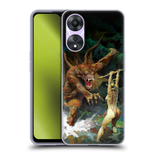 Frank Frazetta Medieval Fantasy Girl and the Beast Soft Gel Case for OPPO A78 4G