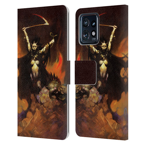 Frank Frazetta Fantasy Woman With A Scythe Leather Book Wallet Case Cover For Motorola Moto Edge 40 Pro