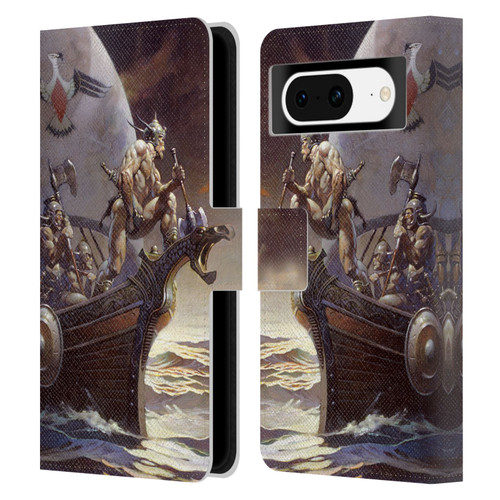 Frank Frazetta Medieval Fantasy Kane on Golden Sea Leather Book Wallet Case Cover For Google Pixel 8