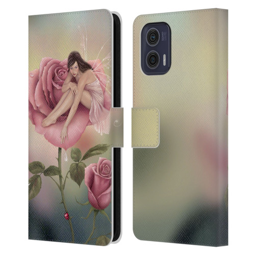 Rachel Anderson Pixies Rose Leather Book Wallet Case Cover For Motorola Moto G73 5G