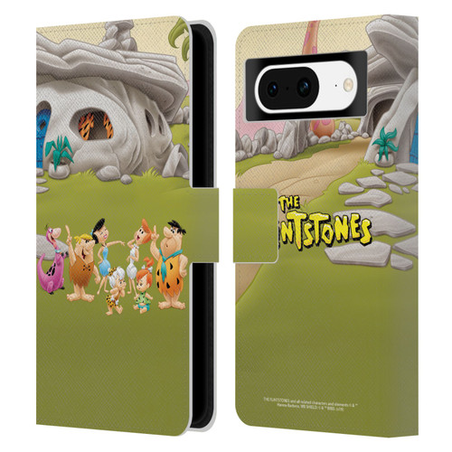 The Flintstones Characters Stone House Leather Book Wallet Case Cover For Google Pixel 8