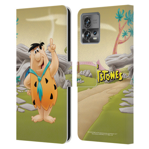 The Flintstones Characters Fred Flintstones Leather Book Wallet Case Cover For Motorola Moto Edge 30 Fusion