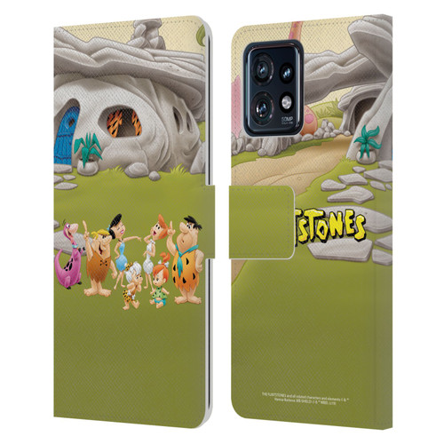 The Flintstones Characters Stone House Leather Book Wallet Case Cover For Motorola Moto Edge 40 Pro