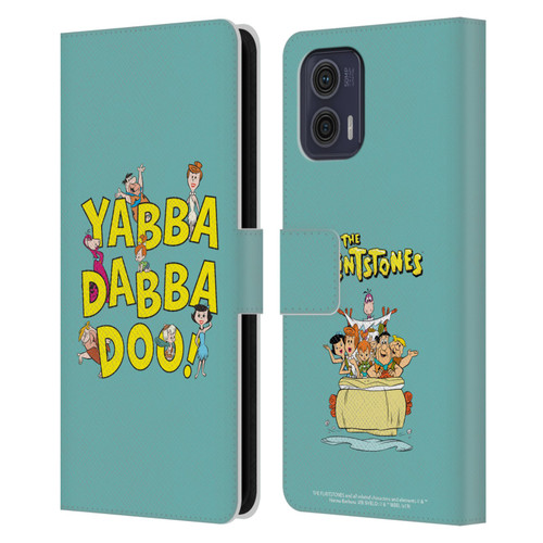 The Flintstones Graphics Yabba-Dabba-Doo Leather Book Wallet Case Cover For Motorola Moto G73 5G