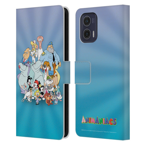 Animaniacs Graphics Group Leather Book Wallet Case Cover For Motorola Moto G73 5G