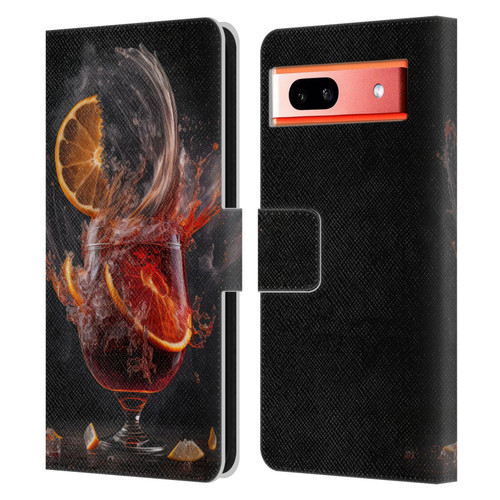 Spacescapes Cocktails Gin Explosion, Negroni Leather Book Wallet Case Cover For Google Pixel 7a