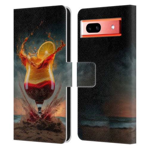 Spacescapes Cocktails Summer On The Beach Leather Book Wallet Case Cover For Google Pixel 7a
