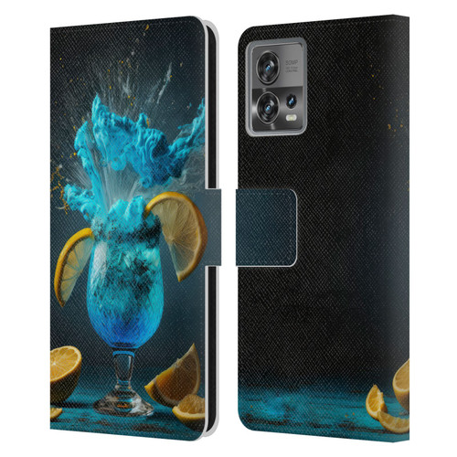 Spacescapes Cocktails Blue Lagoon Explosion Leather Book Wallet Case Cover For Motorola Moto Edge 30 Fusion
