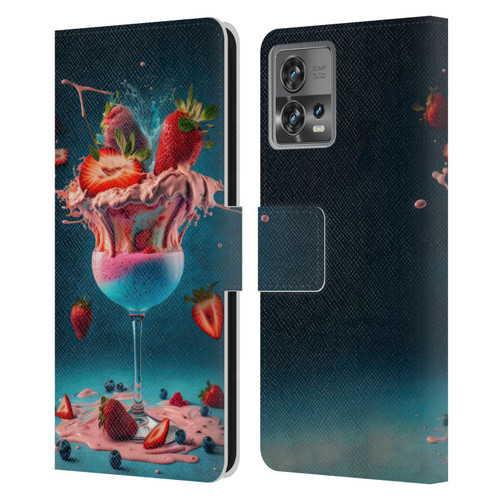 Spacescapes Cocktails Frozen Strawberry Daiquiri Leather Book Wallet Case Cover For Motorola Moto Edge 30 Fusion