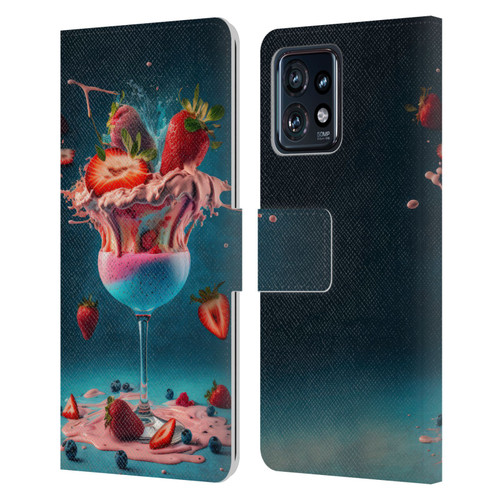 Spacescapes Cocktails Frozen Strawberry Daiquiri Leather Book Wallet Case Cover For Motorola Moto Edge 40 Pro
