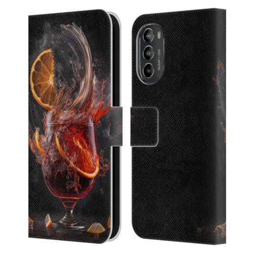 Spacescapes Cocktails Gin Explosion, Negroni Leather Book Wallet Case Cover For Motorola Moto G82 5G