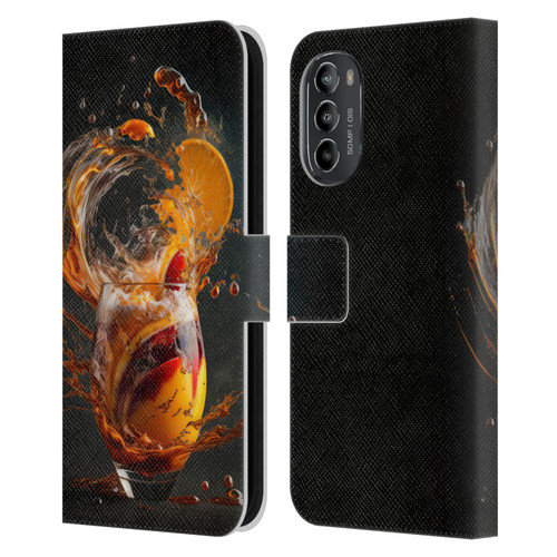 Spacescapes Cocktails Modern Twist, Hurricane Leather Book Wallet Case Cover For Motorola Moto G82 5G