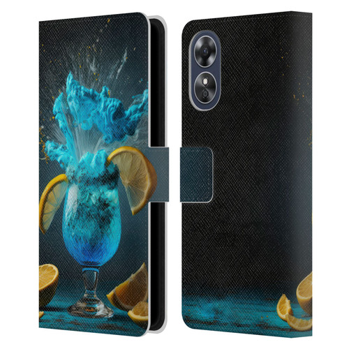 Spacescapes Cocktails Blue Lagoon Explosion Leather Book Wallet Case Cover For OPPO A17