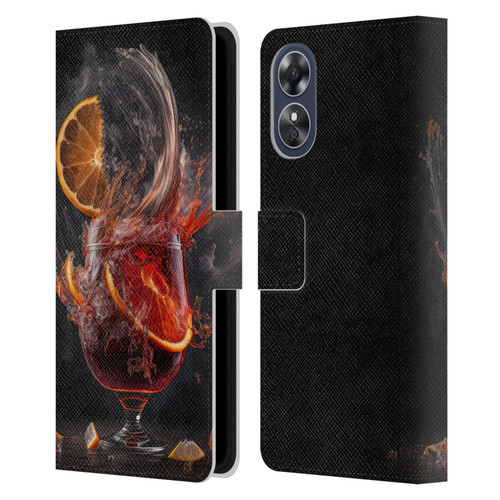 Spacescapes Cocktails Gin Explosion, Negroni Leather Book Wallet Case Cover For OPPO A17