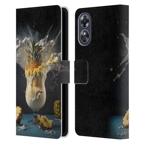Spacescapes Cocktails Piña Colada Pop Leather Book Wallet Case Cover For OPPO A17