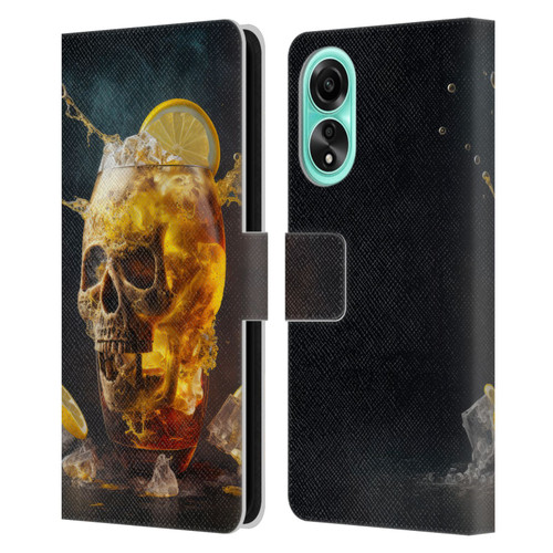 Spacescapes Cocktails Long Island Ice Tea Leather Book Wallet Case Cover For OPPO A78 4G