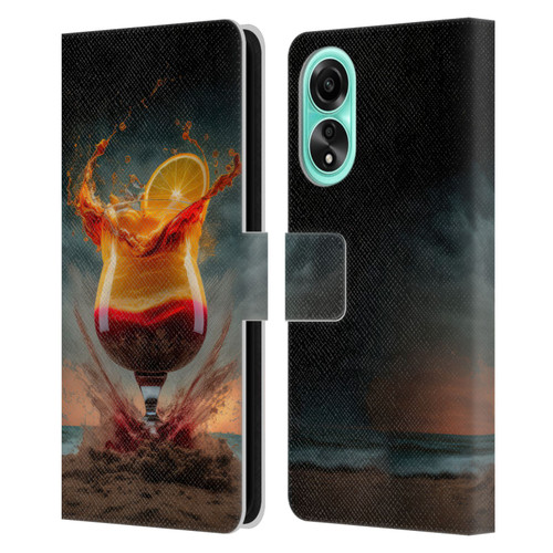 Spacescapes Cocktails Summer On The Beach Leather Book Wallet Case Cover For OPPO A78 4G