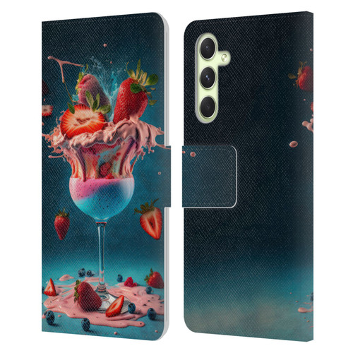 Spacescapes Cocktails Frozen Strawberry Daiquiri Leather Book Wallet Case Cover For Samsung Galaxy A54 5G