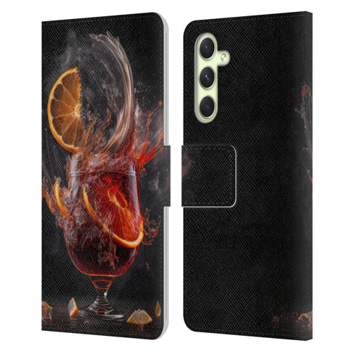Spacescapes Cocktails Gin Explosion, Negroni Leather Book Wallet Case Cover For Samsung Galaxy A54 5G