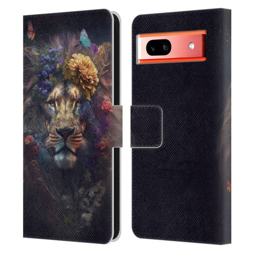 Spacescapes Floral Lions Flowering Pride Leather Book Wallet Case Cover For Google Pixel 7a