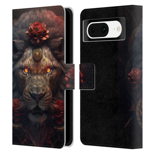 Spacescapes Floral Lions Crimson Pride Leather Book Wallet Case Cover For Google Pixel 8