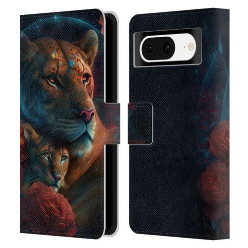 Spacescapes Floral Lions Star Watching Leather Book Wallet Case Cover For Google Pixel 8
